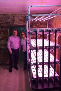 HydroGarden's Stephen Fry and Refarming's Jules Bagnoli with the VydroFarm