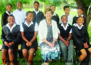 Pic 2 Headteacher Anna van Straaten with pupils